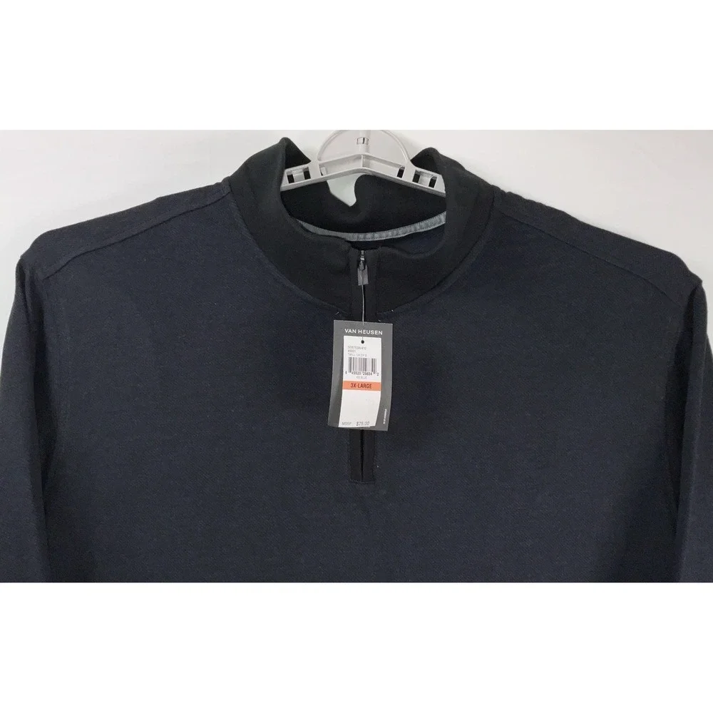 NWT Men's Van Heusen Big & Tall Mock Neck Quarter Zip Twill Sweater Ice Blue 3XL